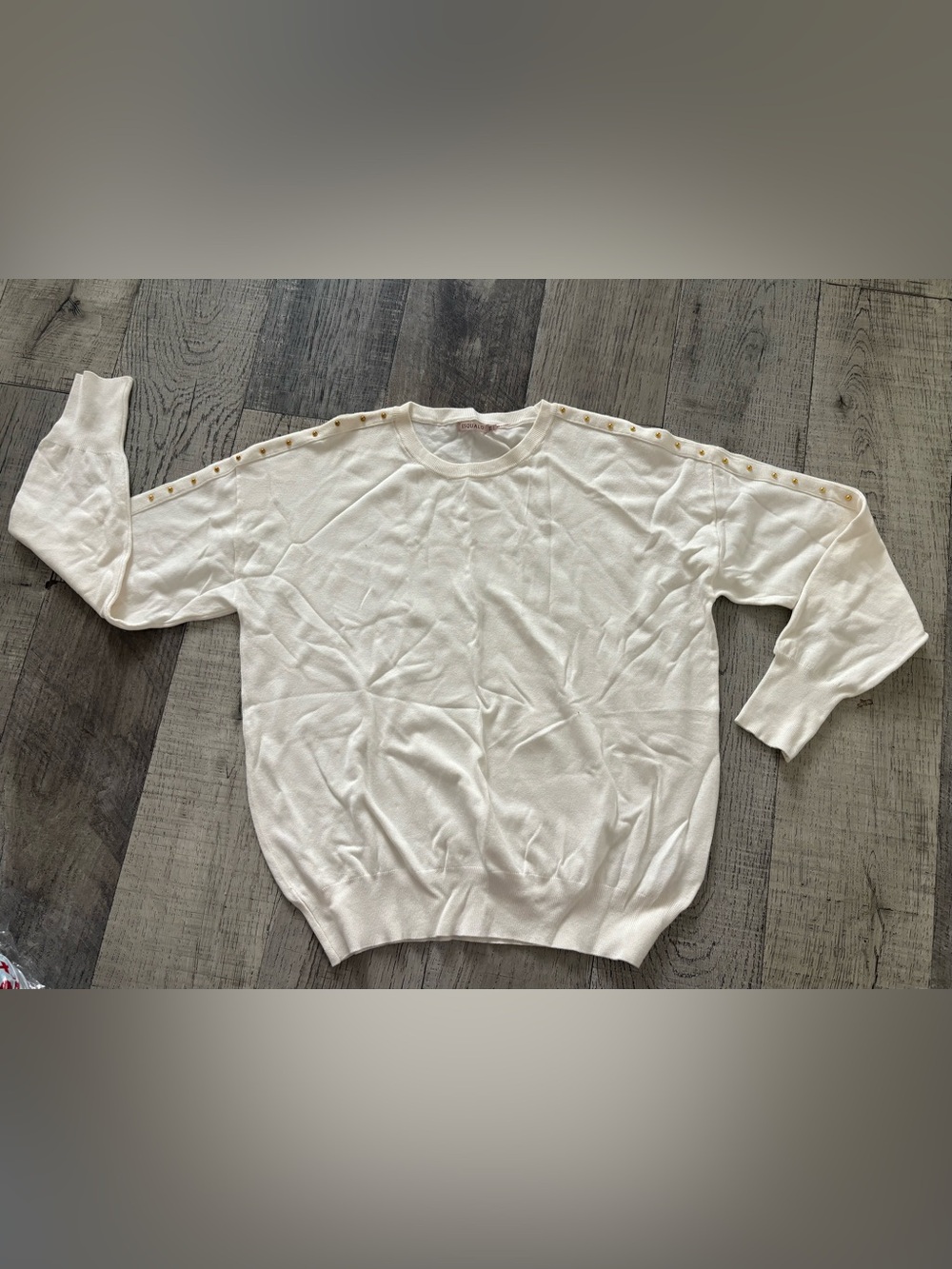 ESQUALO Cream Crewneck Knit Top
